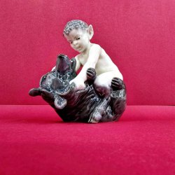 Royal Copenhagen Figur Faun Med Bjrn nr. 648. sortering 1  