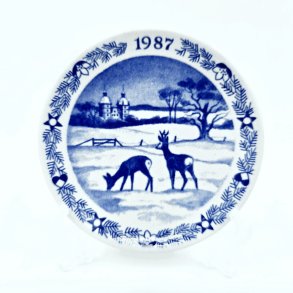 Royal Copenhagen Mini Juleplatte Vall� Slot Jul �r 1987.