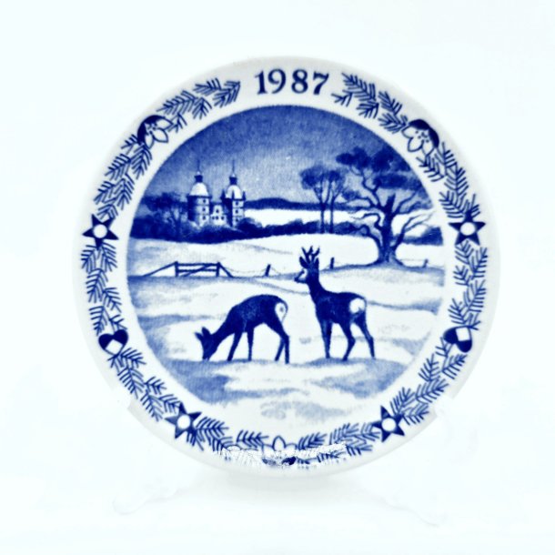 Royal Copenhagen Mini Juleplatte Vall� Slot Jul �r 1987.