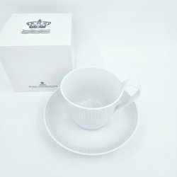 Royal Copenhagen Hvid Riflet Hjhankskop &amp; Underkop nr. 093 / 094. sortering 1