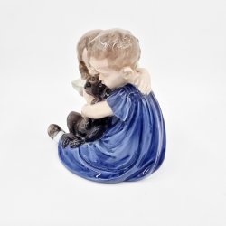 Royal Copenhagen Figur 2 Brn Med Hund nr. 707. sortering 1 