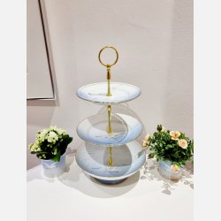 Mgestel 3 Etagers Opsats Med Guldkant 