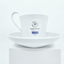 Royal Copenhagen Hvid Riflet Signatur hjhankskop &amp; underkop nr. 093 / 094. sortering 1