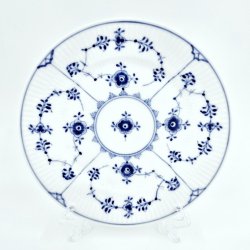 Musselmalet Riflet Sidetallerken nr. 1-300. sortering 2  