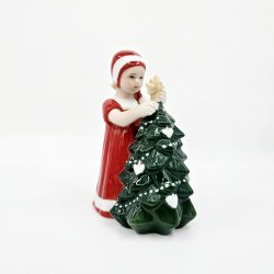 Royal Copenhagen Figur Pige Der Pynter Juletr nr. 095. sortering 1