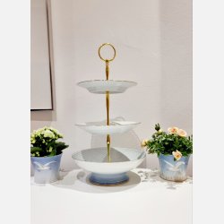 Mgestel 3 Etagers Opsats Med Guldkant 