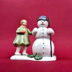 Firklveren Figur Pige Med Snemand. 