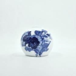 Bl Blomst Flettet Kuvert Vase / Bordkortholder nr. 10-8176. sortering 1 Sjlden 