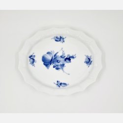 Bl Blomst Kantet Ovalt Fad nr. 10-8573. sortering 2 Sjlden