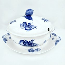 Bl� Blomst Flettet Terrin &amp; Underfad nr. 10-8134. sortering 3  