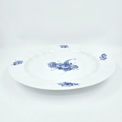 Bl� Blomst Kantet Stort Rundt Fad nr. 10-8544. sortering 1 Sj�ldent 