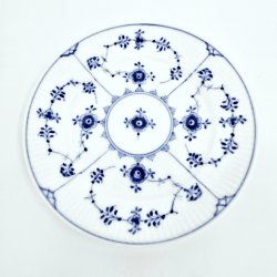 Musselmalet Riflet Sidetallerken nr. 1-300. sortering 2  