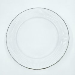 Royal Copenhagen Hvid Riflet Platin Middagstallerken nr. 627. sortering 2  