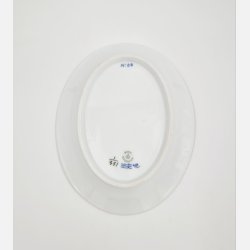 Musselmalet Riflet Ovalt fad nr. 1-351. sortering 1