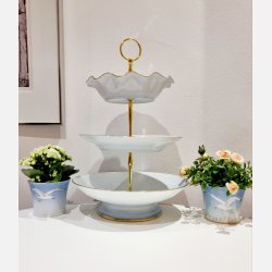 Mgestel 3 Etagers Opsats Med Guldkant