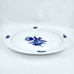 Bl� Blomst Kantet Stort Ovalt Fad nr. 10-8540. sortering 1 