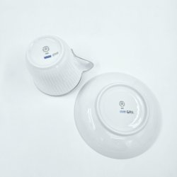 Royal Copenhagen Hvid Riflet Platin H�jhankskop &amp; Underkop nr. 093 / 094. sortering 1 