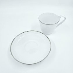 Royal Copenhagen Hvid Riflet Platin H�jhankskop &amp; Underkop nr. 093 / 094. sortering 1 