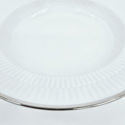 Royal Copenhagen Hvid Riflet Platin Dyb Tallerken nr. 504. sortering 1
