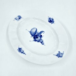 Bl� Blomst Kantet Ovalt Fad nr. 10-8605. sortering 1  