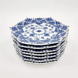 Musselmalet Helblonde Kage / Sidetallerken nr. 1-1144. sortering 1 