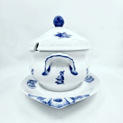 Bl� Blomst Flettet Terrin &amp; Underfad nr. 10-8134. sortering 3  