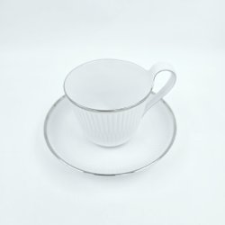 Royal Copenhagen Hvid Riflet Platin H�jhankskop &amp; Underkop nr. 093 / 094. sortering 1 