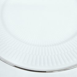 Royal Copenhagen Hvid Riflet Platin Middagstallerken nr. 627. sortering 1  