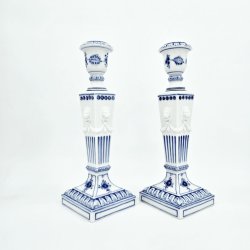 Musselmalet Riflet Lysestage nr. 1-15. sortering 1 