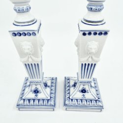 Musselmalet Riflet Lysestage nr. 1-15. sortering 1 