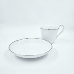 Royal Copenhagen Hvid Riflet Platin H�jhankskop &amp; Underkop nr. 093 / 094. sortering 1 
