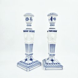 Musselmalet Riflet Lysestage nr. 1-15. sortering 1 