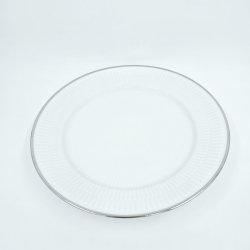 Royal Copenhagen Hvid Riflet Platin Middagstallerken nr. 627. sortering 1  