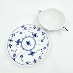 Musselmalet Riflet Bouillonkop nr. 344. sortering 2  