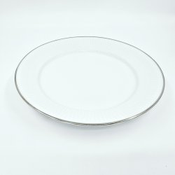 Royal Copenhagen Hvid Riflet Platin Middagstallerken nr. 627. sortering 2  