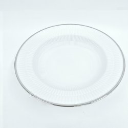 Royal Copenhagen Hvid Riflet Platin Dyb Tallerken nr. 504. sortering 1