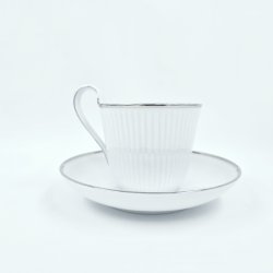 Royal Copenhagen Hvid Riflet Platin H�jhankskop &amp; Underkop nr. 093 / 094. sortering 1 