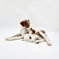 B &amp; G Figur Pointer Med Hvalpe nr. 2111. sortering 1