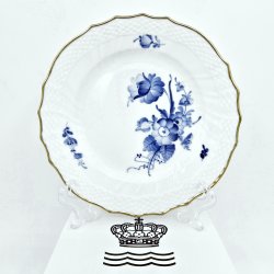 Bl Blomst Svejfet Kagetallerken Med Guldkant nr. 10-1626. sortering 1 