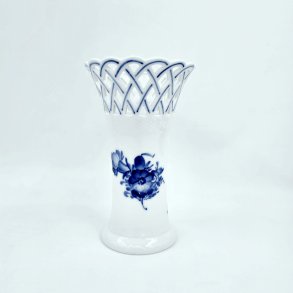 Bl� Blomst Flettet Vase Med Blondekant nr. 10-8235. sortering 1 Sj�lden 