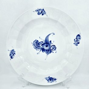 Bl� Blomst Kantet Stort Rundt Fad nr. 10-8544. sortering 1 Sj�ldent 