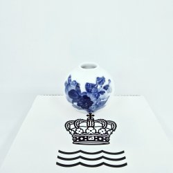 Bl Blomst Flettet Kuvert Vase / Bordkortholder nr. 10-8176. sortering 1 Sjlden 