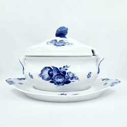 Bl� Blomst Flettet Terrin &amp; Underfad nr. 10-8134. sortering 3  