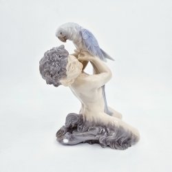 Royal Copenhagen Figur Faun Med Papegje nr. 752. sortering 3 