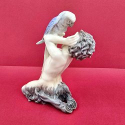 Royal Copenhagen Figur Faun Med Papegje nr. 752. sortering 1 