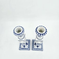 Musselmalet Riflet Lysestage nr. 1-15. sortering 1 