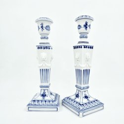 Musselmalet Riflet Lysestage nr. 1-15. sortering 1 