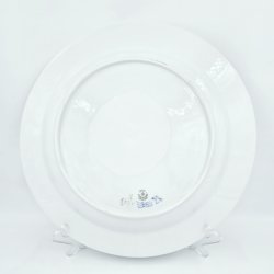 Bl� Blomst Kantet Stort Rundt Fad nr. 10-8544. sortering 1 Sj�ldent 