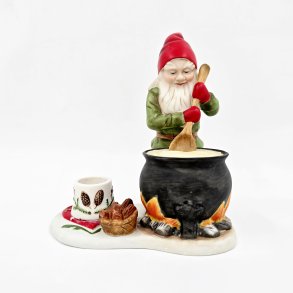 Firkl�veren Figur Nisse Lysestage Med Gryde 