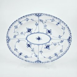 Musselmalet Halvblonde Ovalt Fad nr. 1-532. sorterin 1  